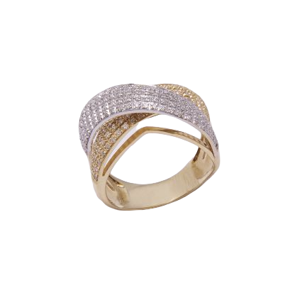 Anel em ouro 18k amarelo e branco com diamantes