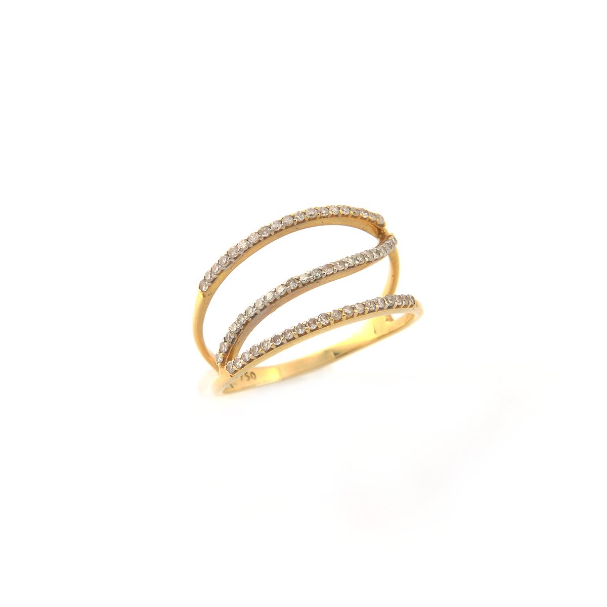 Anel em ouro amarelo 18K com diamantes